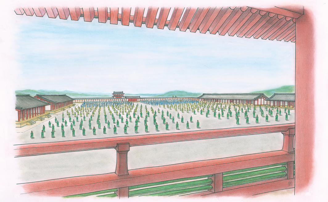 東楼上層から中央区朝堂院をのぞむ